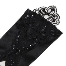 bride gloves beaded lace gloves hook finger gloves short gloves Black EF8