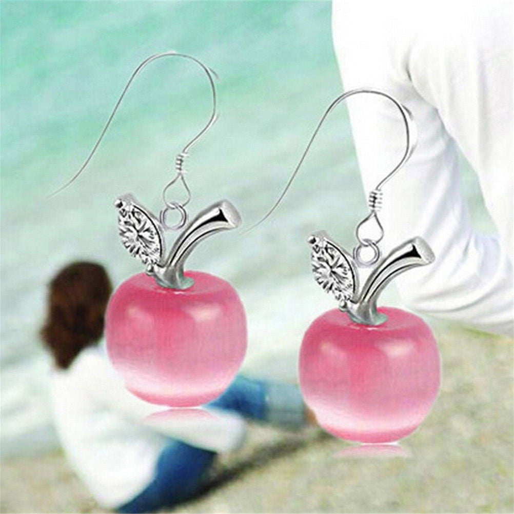 earrings Women Apple shape opal earrings ear buckle models jewelry retro White Pink Colors EF8
