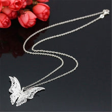3 Layer 3D Crystal Rhinestone Silver Plated Butterfly Long Necklaces Sweater Pendants Collars Jewelry EF8