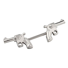 316L Surgical Steel Double Guns Nipple Rings Body Jewelry Nipple Barbells EF8