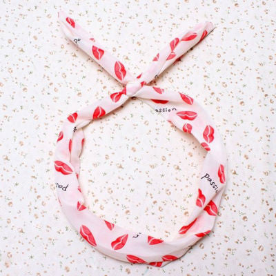 6 Colors Women Bunny Rabbit Ear Ribbon Headwear Korean Lips Hairb  Metal Wire Scarf Headb  Hair B  Accessories EF8