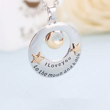 Alloy Moon   Star Pendant Necklace Mother's Day Gifts "I love you to the Moon   back" Letters Chain Necklaces EF8