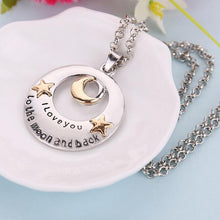 Alloy Moon   Star Pendant Necklace Mother's Day Gifts "I love you to the Moon   back" Letters Chain Necklaces EF8