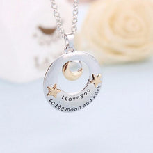 Alloy Moon   Star Pendant Necklace Mother's Day Gifts "I love you to the Moon   back" Letters Chain Necklaces EF8