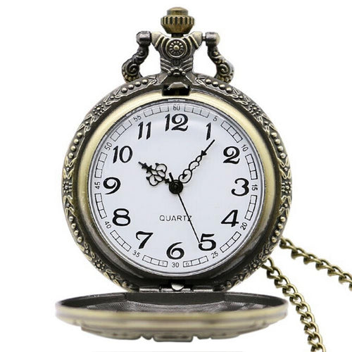 Antique Bronze Dad Pattern Quartz Pocket Watch Pendant Chain Necklace Fob Watch Father's Day Gift EF8