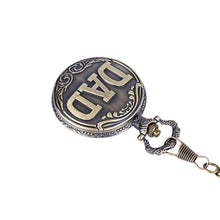 Antique Bronze Dad Pattern Quartz Pocket Watch Pendant Chain Necklace Fob Watch Father's Day Gift EF8