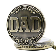 Antique Bronze Dad Pattern Quartz Pocket Watch Pendant Chain Necklace Fob Watch Father's Day Gift EF8