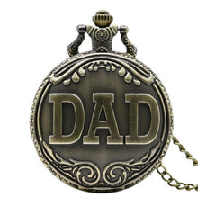 Antique Bronze Dad Pattern Quartz Pocket Watch Pendant Chain Necklace Fob Watch Father's Day Gift EF8