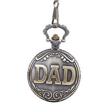Antique Bronze Dad Pattern Quartz Pocket Watch Pendant Chain Necklace Fob Watch Father's Day Gift EF8