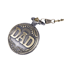 Antique Bronze Dad Pattern Quartz Pocket Watch Pendant Chain Necklace Fob Watch Father's Day Gift EF8