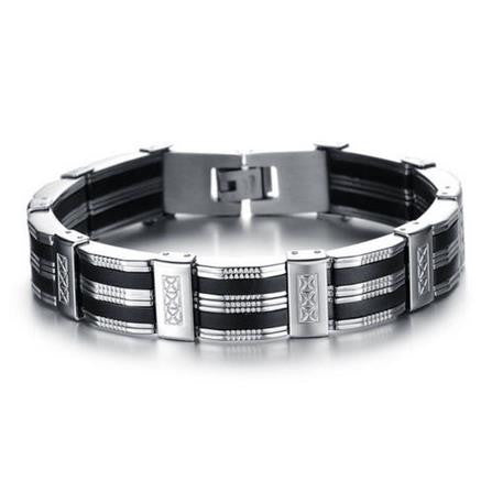 Black Best Friends Bangles Made Of Silicone   Stainless Steel Bracelet Men Classic Luxury Man Bracelets Male Jewelry EF8
