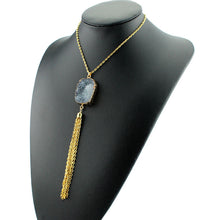 Bohemia Stone Necklace Colorful Tassel Pendant Tibetan Natural Stone Necklace Opal Turquoise Necklace EF8