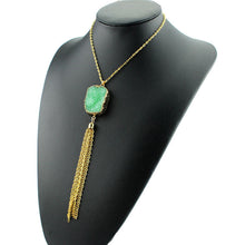 Bohemia Stone Necklace Colorful Tassel Pendant Tibetan Natural Stone Necklace Opal Turquoise Necklace EF8