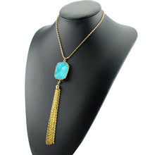 Bohemia Stone Necklace Colorful Tassel Pendant Tibetan Natural Stone Necklace Opal Turquoise Necklace EF8