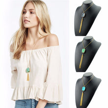 Bohemia Stone Necklace Colorful Tassel Pendant Tibetan Natural Stone Necklace Opal Turquoise Necklace EF8