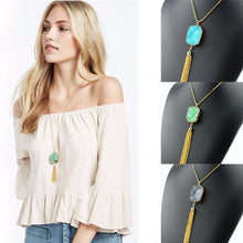 Bohemia Stone Necklace Colorful Tassel Pendant Tibetan Natural Stone Necklace Opal Turquoise Necklace EF8