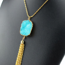 Bohemia Stone Necklace Colorful Tassel Pendant Tibetan Natural Stone Necklace Opal Turquoise Necklace EF8