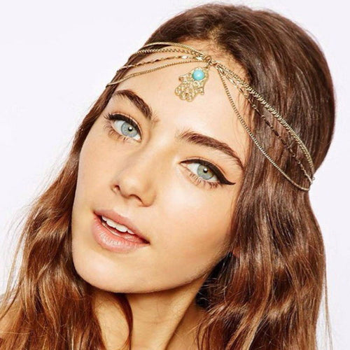 Boho Women Metal Rhinestone Head Chain Jewelry Headb  Head Piece Hair b  EF8