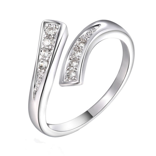 Charm Chic Rhinestone Open Ring for Women Luxury Cubic Zircon Trendy Ring EF8