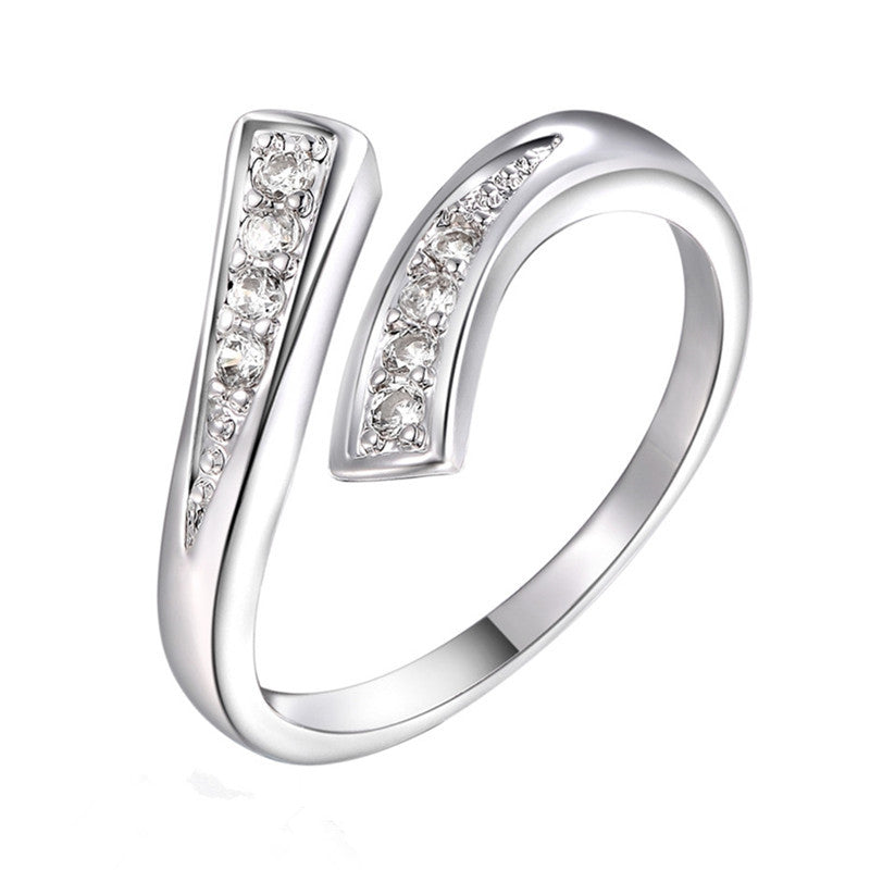 Charm Chic Rhinestone Open Ring for Women Luxury Cubic Zircon Trendy Ring EF8