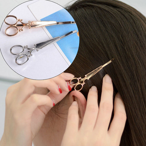 Cool Simple Head Jewelry Hair Pin Gold Scissors Shears Clip For Hair Tiara Barrettes Accessories Headdress For Girl Women EF8