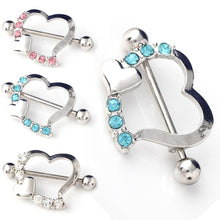 Crystal Rhinestone Heart Body Nipple Bar Barbell Pierce Ring Jewelr EF8