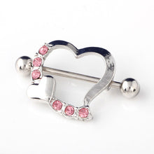 Crystal Rhinestone Heart Body Nipple Bar Barbell Pierce Ring Jewelr EF8