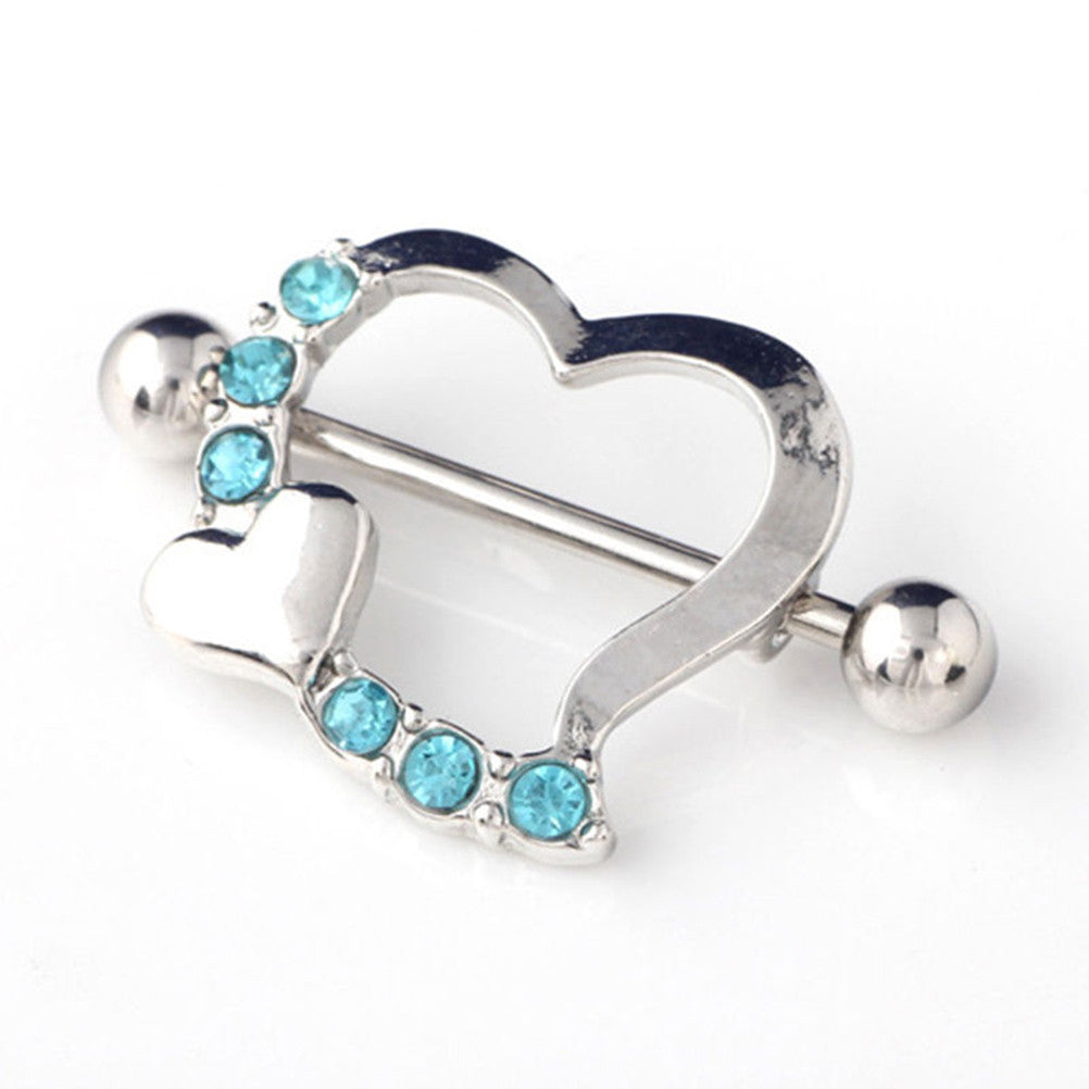 Crystal Rhinestone Heart Body Nipple Bar Barbell Pierce Ring Jewelr EF8