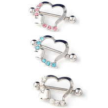 Crystal Rhinestone Heart Body Nipple Bar Barbell Pierce Ring Jewelr EF8