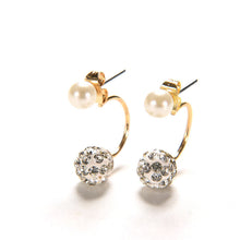 Double Bling Rhinestone Zircon Crystal Ball Silver Earrings Ear Stud EF8