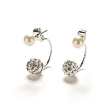 Double Bling Rhinestone Zircon Crystal Ball Silver Earrings Ear Stud EF8