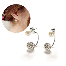 Double Bling Rhinestone Zircon Crystal Ball Silver Earrings Ear Stud EF8