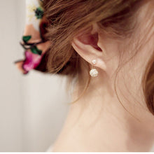 Double Bling Rhinestone Zircon Crystal Ball Silver Earrings Ear Stud EF8
