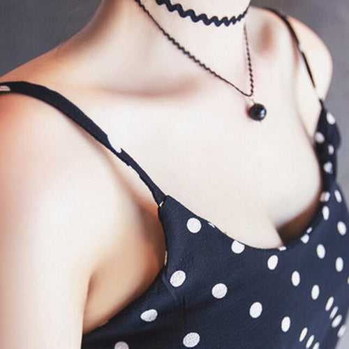 Double Layer Black Bead Pendant Short Wave Rope Necklaces for Women Elegant Gothic Statement Necklace Jewelry Gift EF8