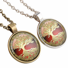 Glass Gem Tree Life Cabochon Bronze Art Picture Locket Necklace pendant Necklace Vintage Choker Necklace Jewelry EF8