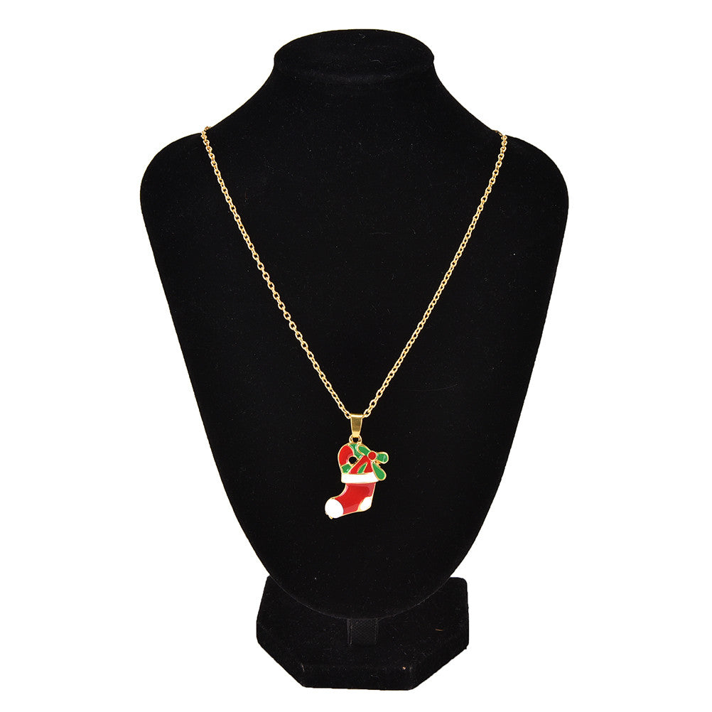 Gold Plated H made Jewelry Accessories Charm Red Boots Pendant Jewelry Sets Long Chain Necklace   Earrings EF8