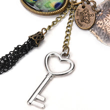 Heart Leaf Leaves Vintage Long Sweater Chain Key Peacock Pendant Tassel Necklace  EF8