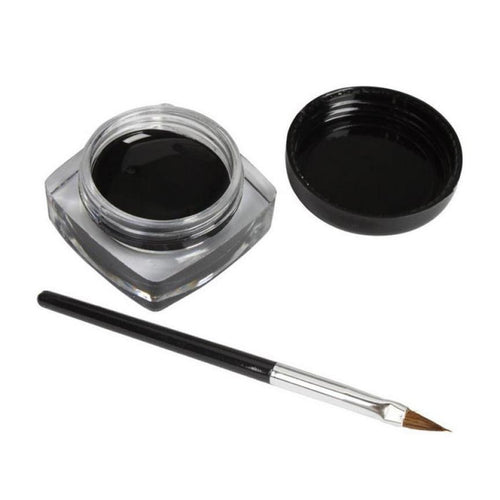 Black Mini Eyeliner Gel Cream Long-lastingt Eye Liner Eyeliner Gel Makeup Cosmetic Brush Makeup Set EF8