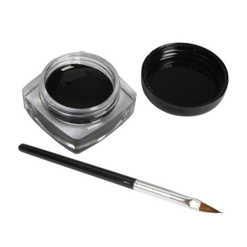 Black Mini Eyeliner Gel Cream Long-lastingt Eye Liner Eyeliner Gel Makeup Cosmetic Brush Makeup Set EF8