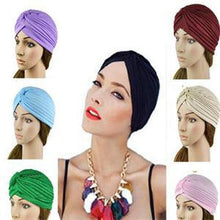 India Caps Retro Headb  Hijab Turban Dual Purpose Solid Pleated Women Kerchief Headwear Shower Hat EF8