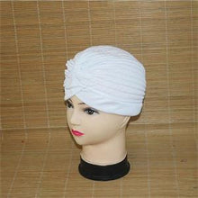 India Caps Retro Headb  Hijab Turban Dual Purpose Solid Pleated Women Kerchief Headwear Shower Hat EF8