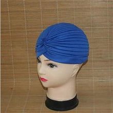 India Caps Retro Headb  Hijab Turban Dual Purpose Solid Pleated Women Kerchief Headwear Shower Hat EF8