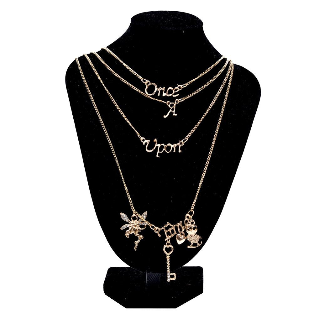 Jewelry Multi Layer Maxi Necklace Gold Design Once Upon A Time Statement Necklaces   Pendants For Women EF8