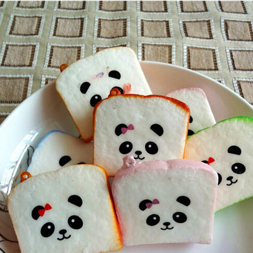 Kawaii Sliced Squishy Bread Soft Toast Phone Straps Squishy Bear Printed Key Chains Bag Parts   Accessories EF8