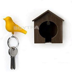 Lover Sparrow Birdhouse Keychain Home Wall Hook Bird Nest Holder Key Ring Gifts  EF8