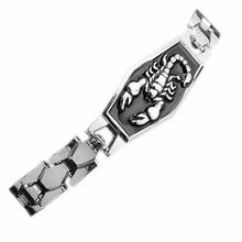 Men Scorpion Black Silved plated Chunky Titanium Stainless Steel Bracelets   Bangles Jewelry for Men Birthday Gift EF8