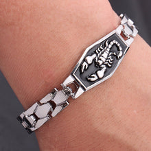 Men Scorpion Black Silved plated Chunky Titanium Stainless Steel Bracelets   Bangles Jewelry for Men Birthday Gift EF8