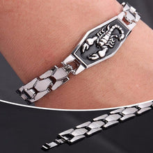 Men Scorpion Black Silved plated Chunky Titanium Stainless Steel Bracelets   Bangles Jewelry for Men Birthday Gift EF8