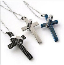 3 Colors Stainless Steel Necklaces Men  Prayer Cross Men Pendant Necklaces Jewerly  EF8