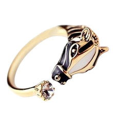 Animal Rings Horse Head Crystal Women's Crystal Open Ring Jewelry  EF8